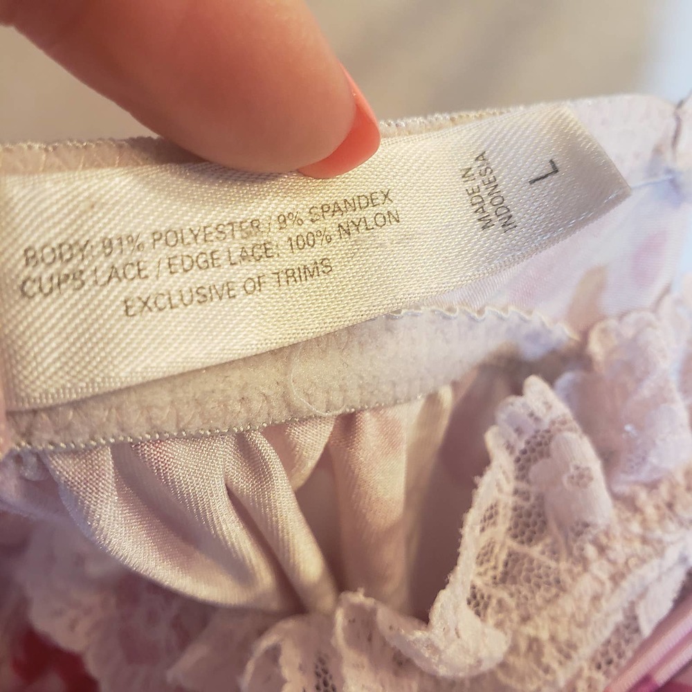 Victoria's Secret Pink Floral Baby Doll Sz L Bra Lace Y2K Fembot Ruffle 60s - Picture 9 of 9
